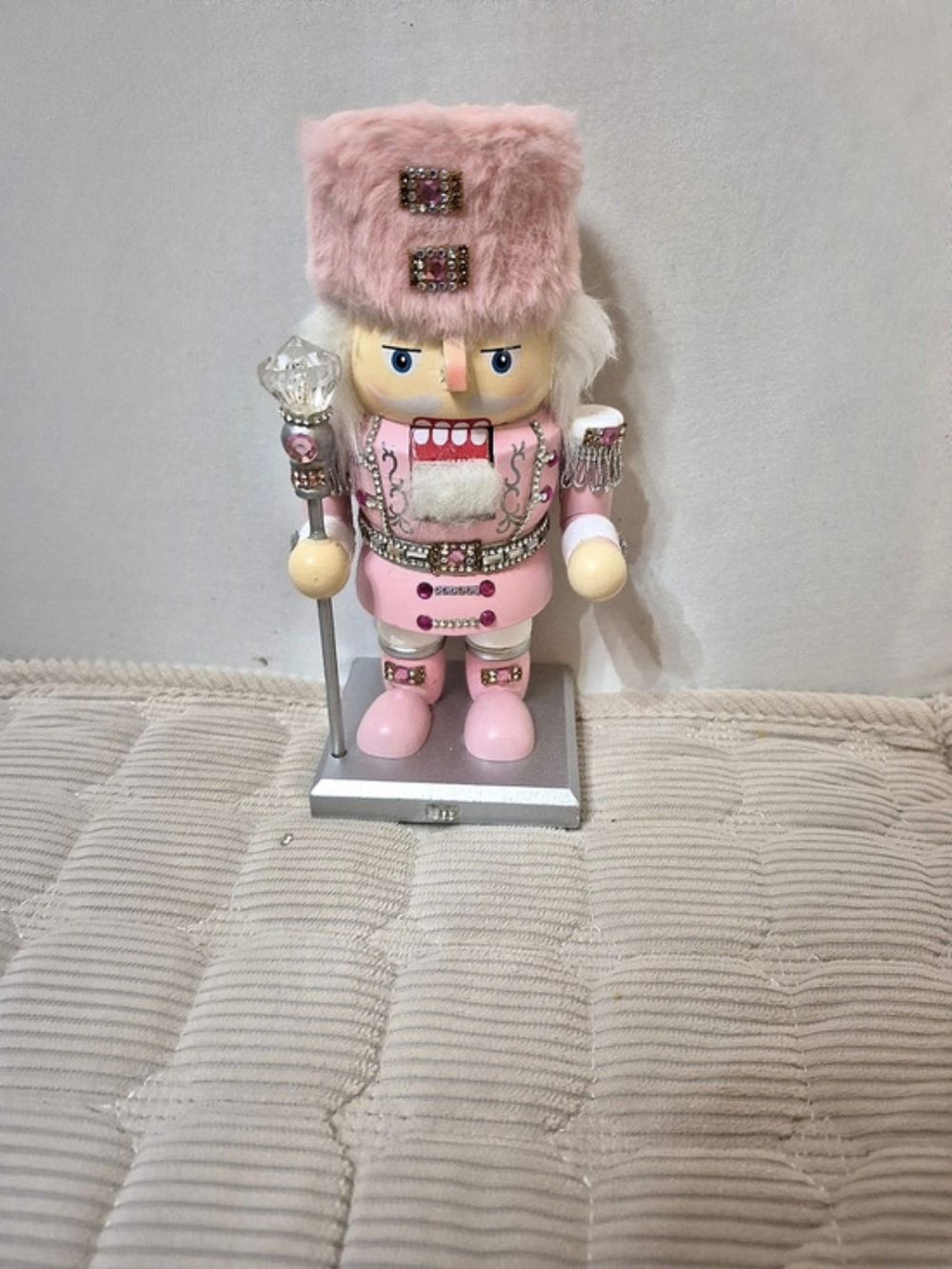 Pink Wood Nutcracker With Staff